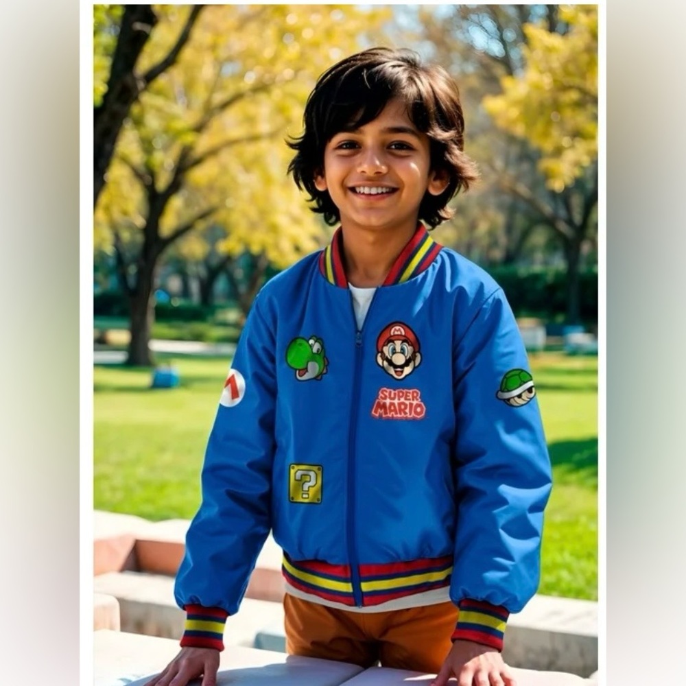 Nintendo Super Mario Bomber Jacket, Mario and Yoshi Bomber Jacket Boy/girl SZ 8